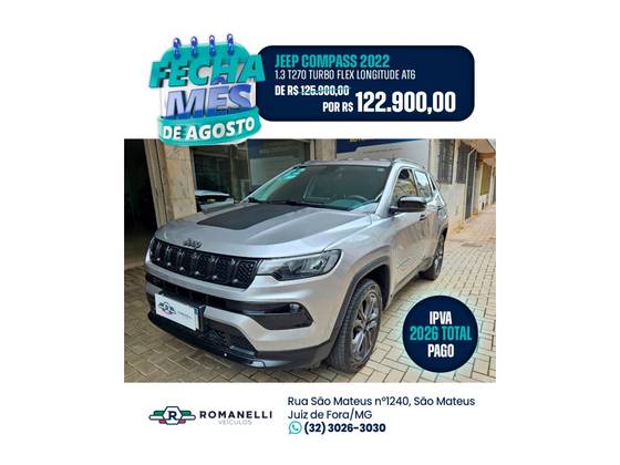 JEEP COMPASS 1.3 T270 TURBO FLEX LONGITUDE AT6